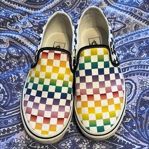 Colorful Vans Checkered Slip-On Shoes